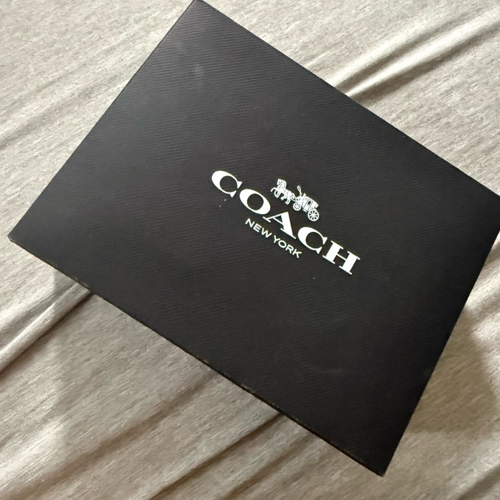 Coach Tabby Black Leather Wallet with silver Coach emblem in Gift Box